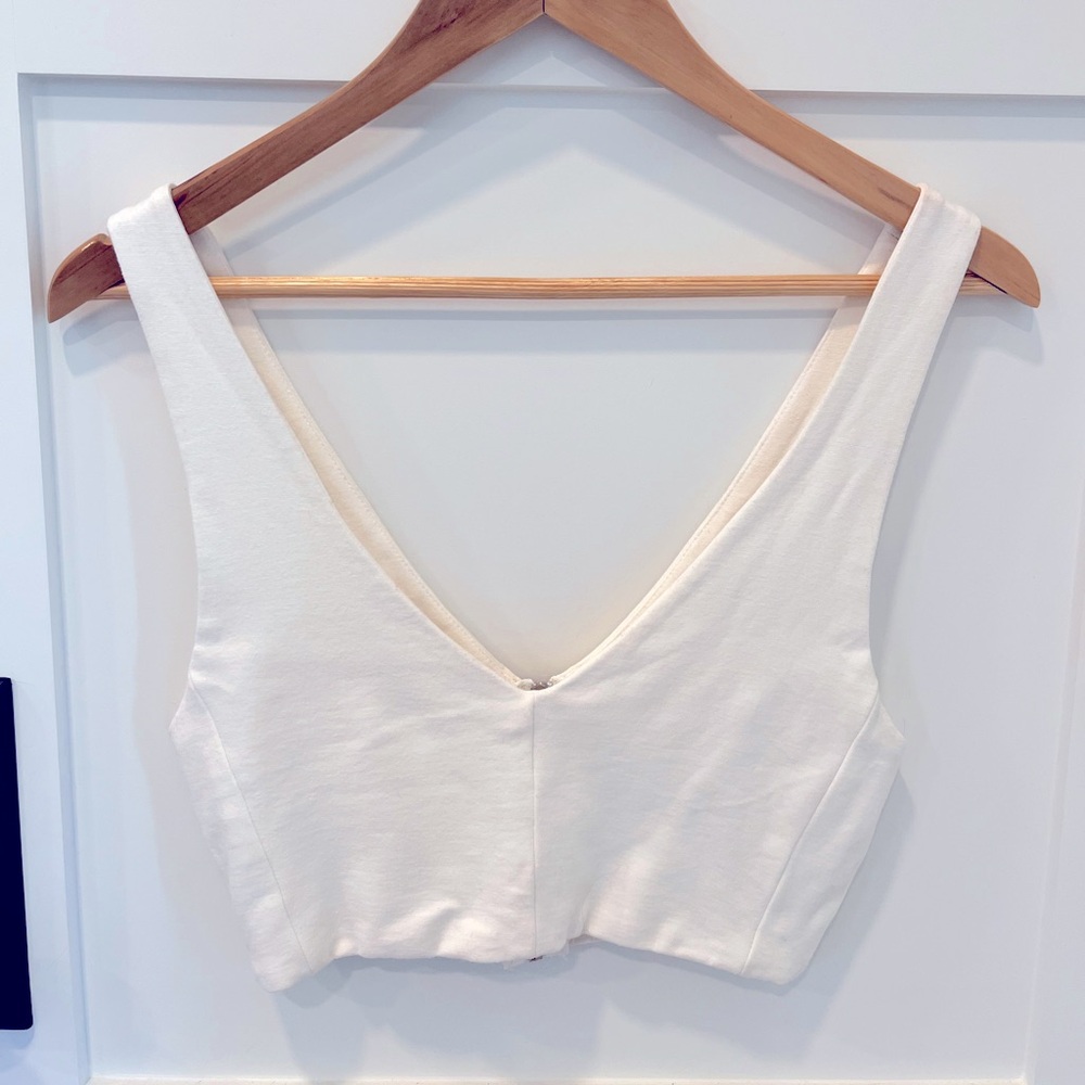 White Knit Cropped Bra Top
